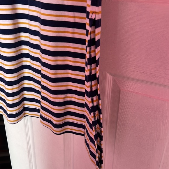 Chaps Blue Yellow and White Striped Sleeveless Lace Up Front Maxi dress Size L - Picture 4 of 9